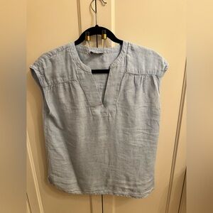 Women's Light Blue Sleeveless Linen Top